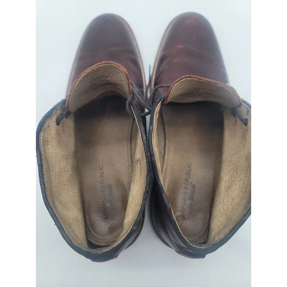 Banana Republic Leather Chukka Boots Mens 10.5 Brown Lace Up Ankle Boots